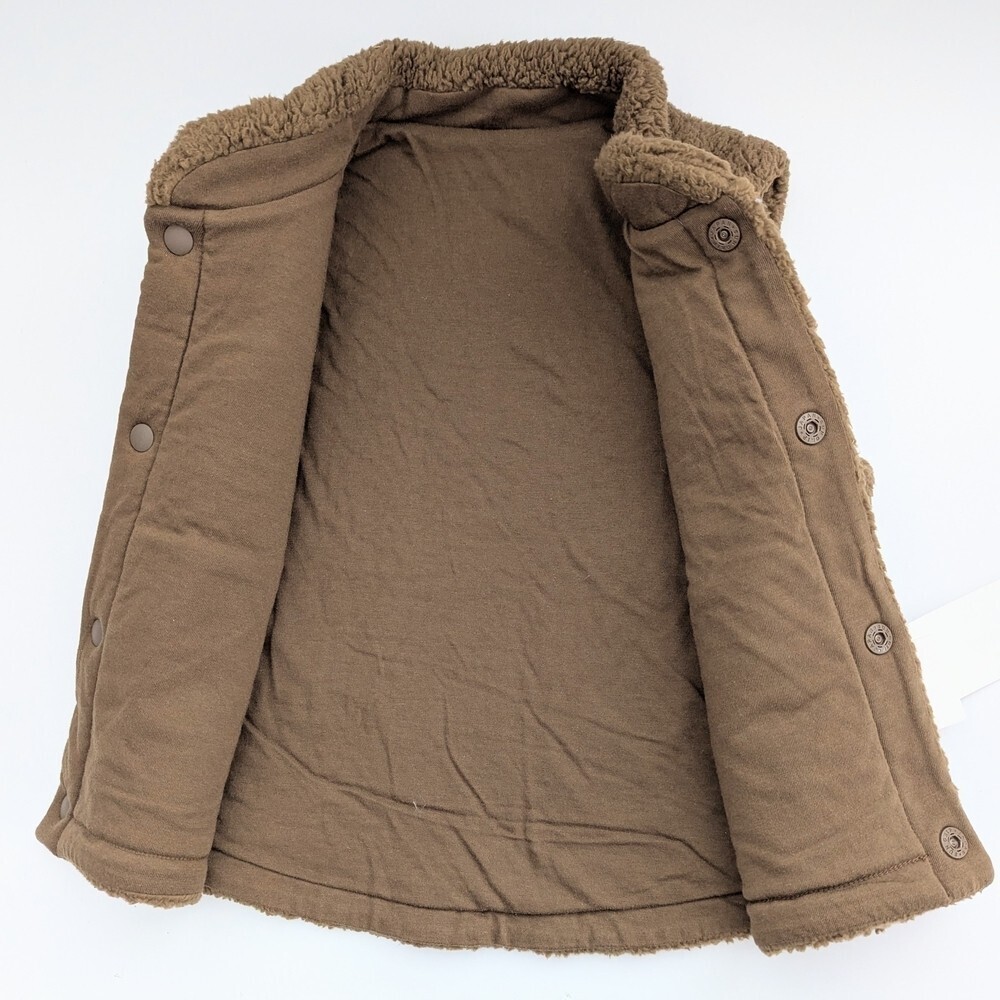 NWT Uniqlo Kids (Size 3) Brown Reversible Indoor/Outdoor Snap-Close Fleece Vest - Picture 5 of 13
